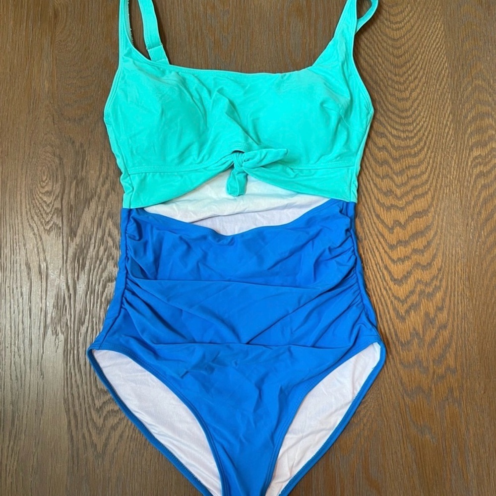 Blue and Aqua Women Swim One Piece